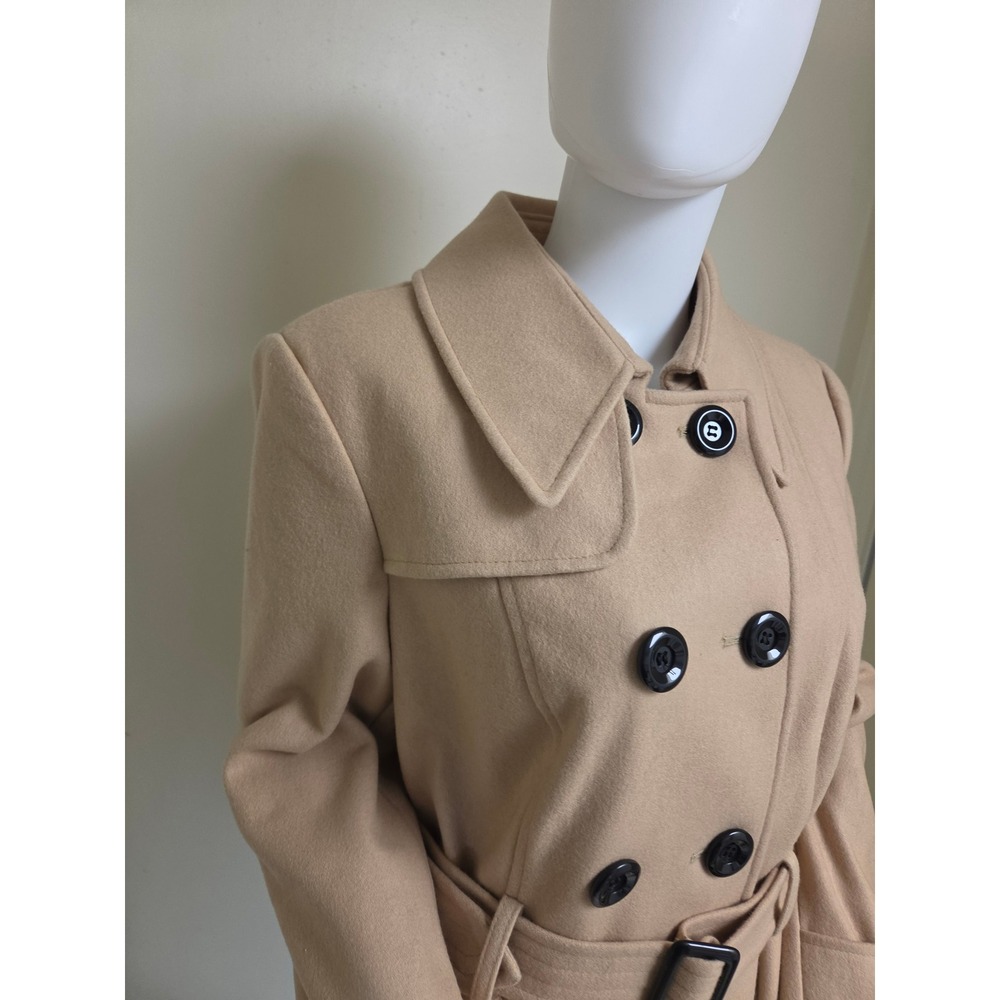 y2k Victorias Secret Wool Trench Coat Honey Beige Belted Double Breasted 12 - Picture 6 of 16